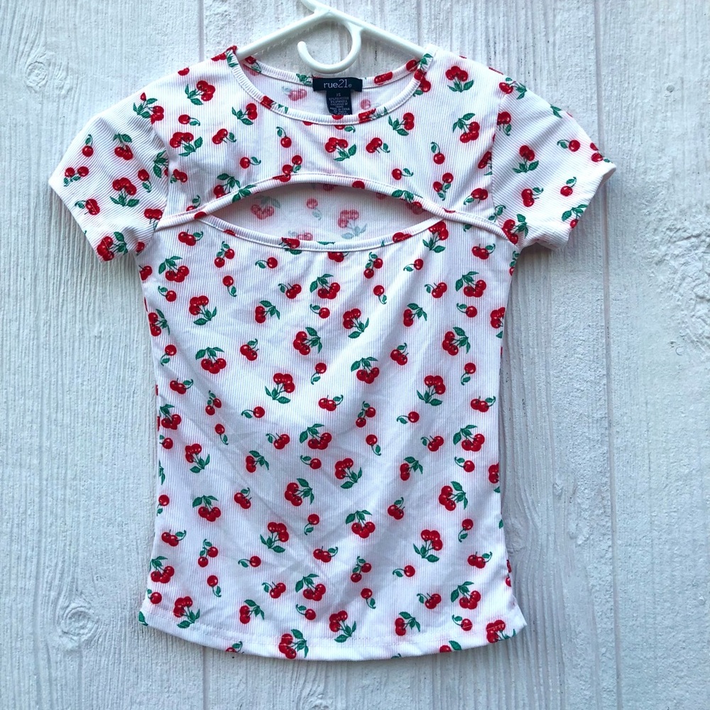 Trendy Cherry Cut-out top